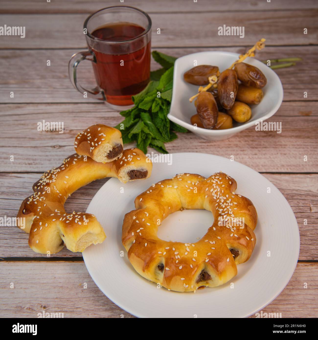 Maarouk Recipe Maarouk of Aleppo, soft brioche with date paste Stock Photo - Alamy