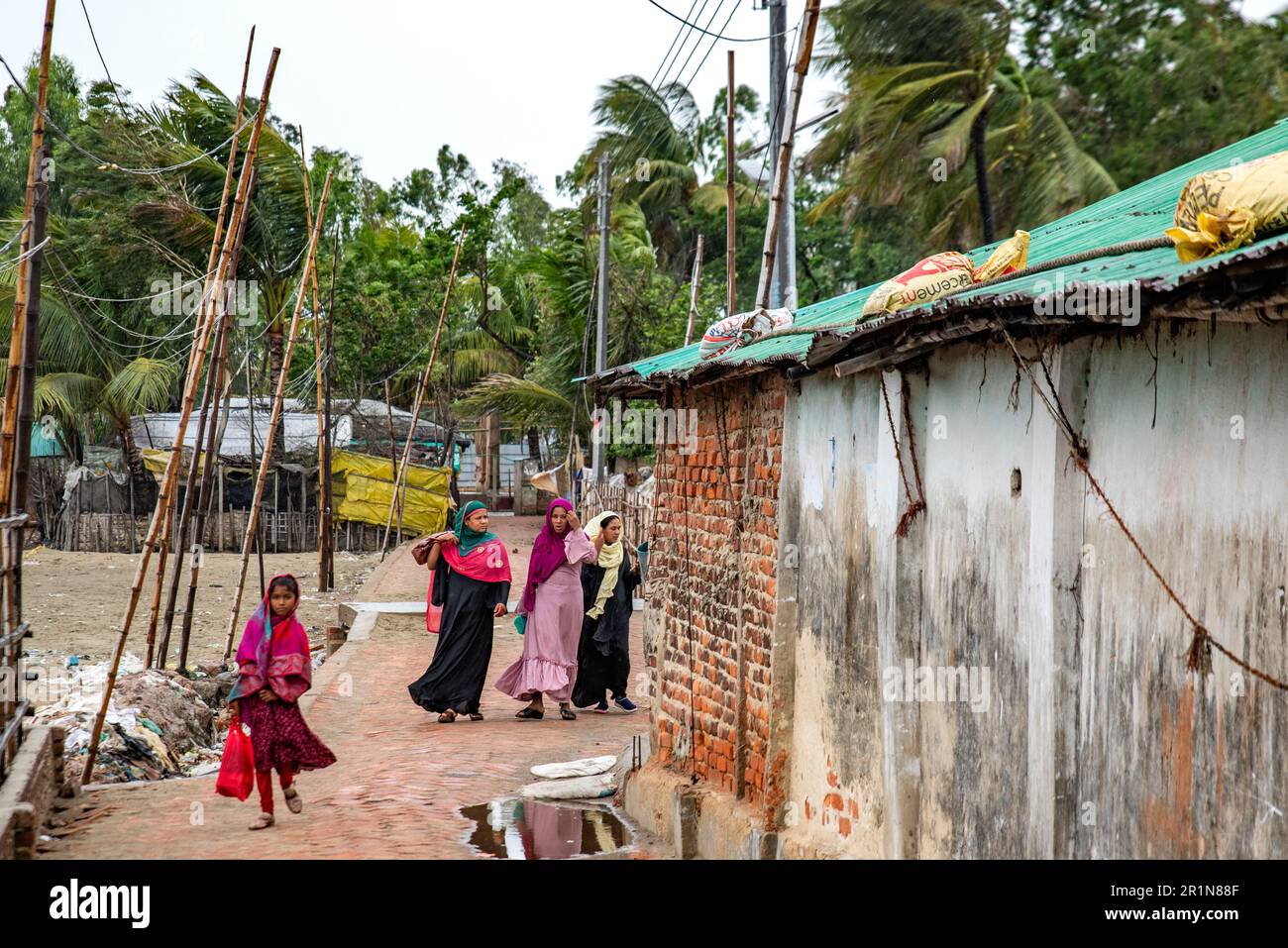 Cyclone Mokha has hit Myanmar hard. A part of its center passed over the island of St. Martin in Bangladesh. But coming from the sea to the ground, Mokha becomes much weaker. Due to this, there was no major damage. Cox's Bazar district administration had taken all kinds of preparations to deal with cyclone Mokha. Residents of the coastal areas were moved to shelters due to the fear of strong storm. Among them, there are more residents of Cox's Bazar's Nazirartek, Samitypara, Maheshkhali's Dhalghata, Sonadia, Gharibhanga and Qutubjom, Teknaf's Baharchhara, Shahpari Island and St. Martin Island. Stock Photo