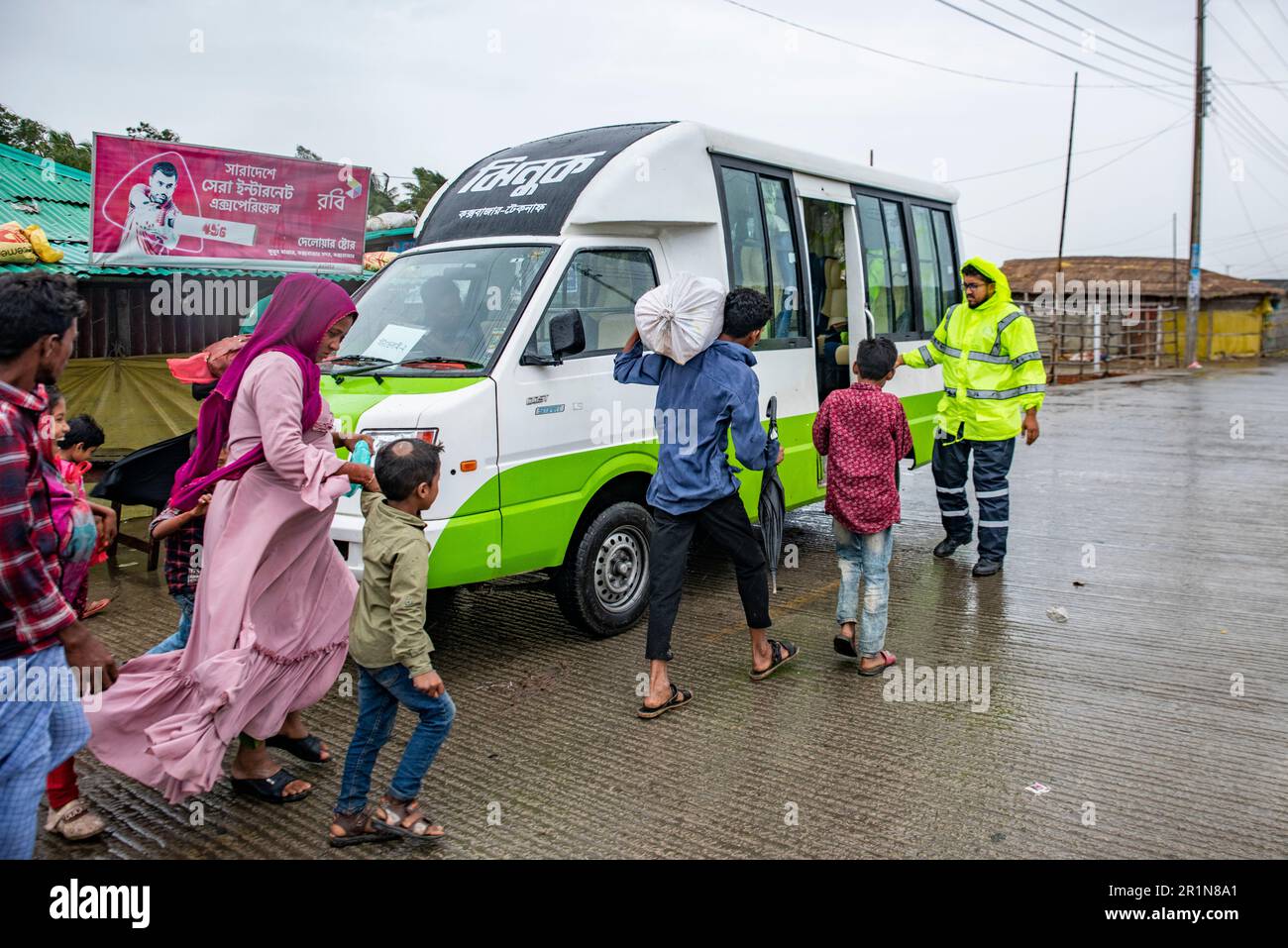 Cyclone Mokha has hit Myanmar hard. A part of its center passed over the island of St. Martin in Bangladesh. But coming from the sea to the ground, Mokha becomes much weaker. Due to this, there was no major damage. Cox's Bazar district administration had taken all kinds of preparations to deal with cyclone Mokha. Residents of the coastal areas were moved to shelters due to the fear of strong storm. Among them, there are more residents of Cox's Bazar's Nazirartek, Samitypara, Maheshkhali's Dhalghata, Sonadia, Gharibhanga and Qutubjom, Teknaf's Baharchhara, Shahpari Island and St. Martin Island. Stock Photo