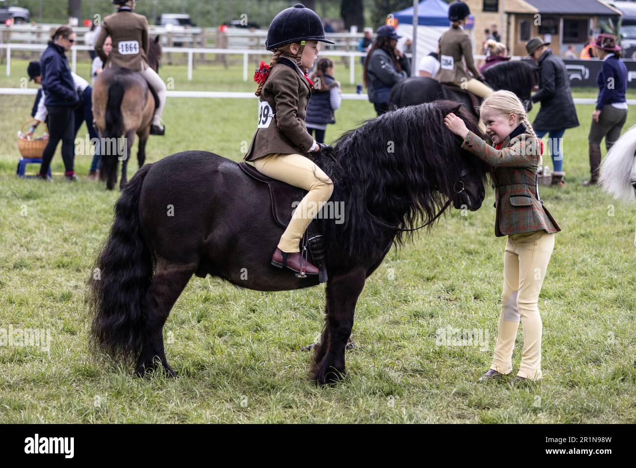 PHOTO:JEFF GILBERT 13th May 2023. Young riders participate in the Saturdays Windsor Horse Show, taking place at the Windsor Race Course in Berkshire, Stock Photo