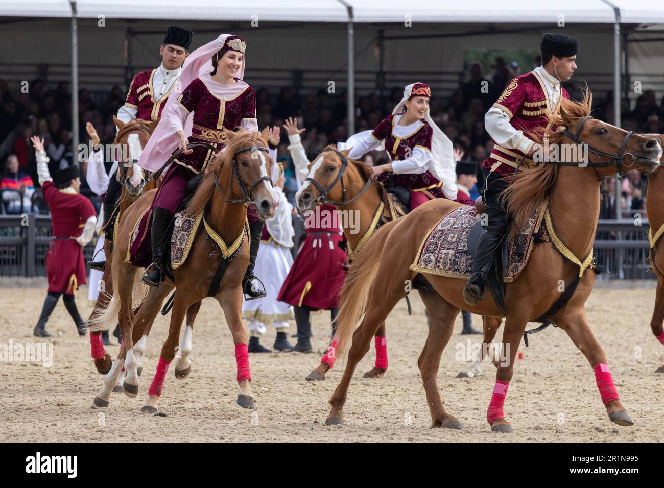 PHOTO:JEFF GILBERT 13th May 2023. Kingdom of Bahrain riders participate in the Saturdays Windsor Horse Show, taking place at the Windsor Race Course i Stock Photo