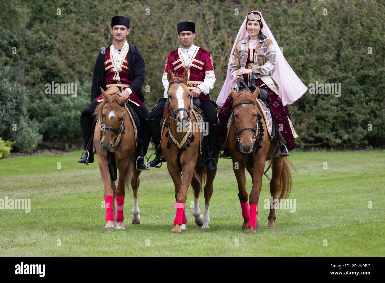 PHOTO:JEFF GILBERT 13th May 2023. Kingdom of Bahrain riders participate in the Saturdays Windsor Horse Show, taking place at the Windsor Race Course i Stock Photo