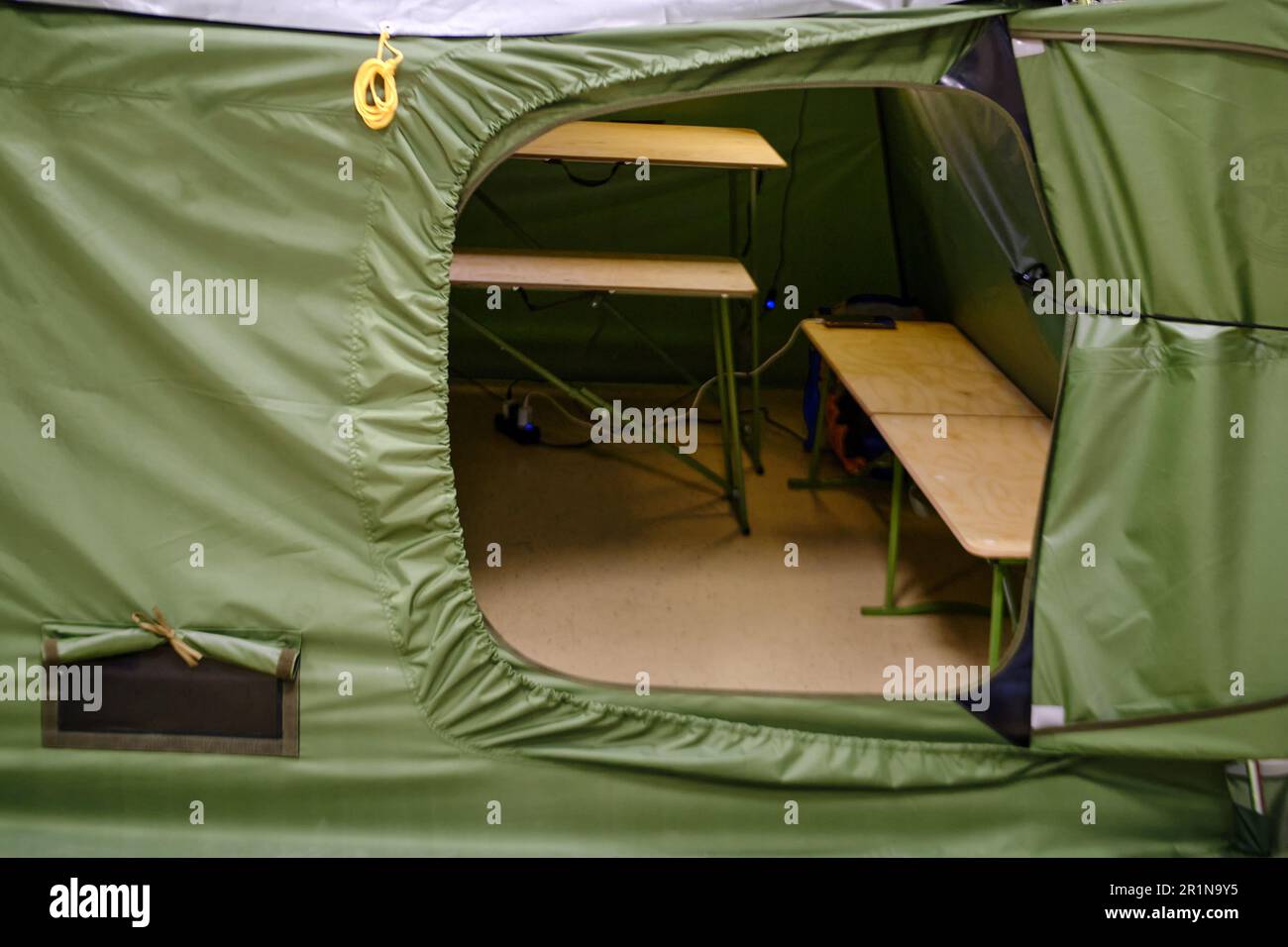 A portable mobile army bath for soldiers in the field. The soldiers' on