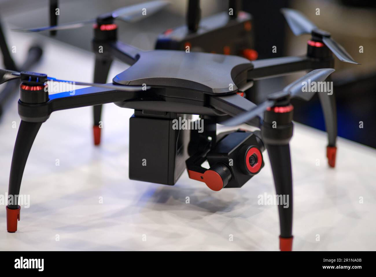 A military drone with a video camera to detect and defeat enemy