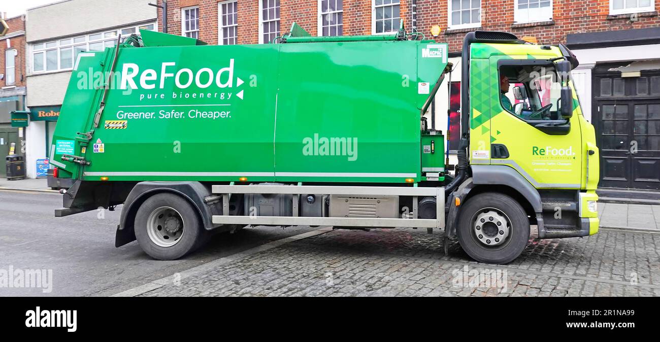 Re Food a recycling business collecting waste food from premises & converting to renewable bioenergy including nutrient rich biofertiliser England UK Stock Photo