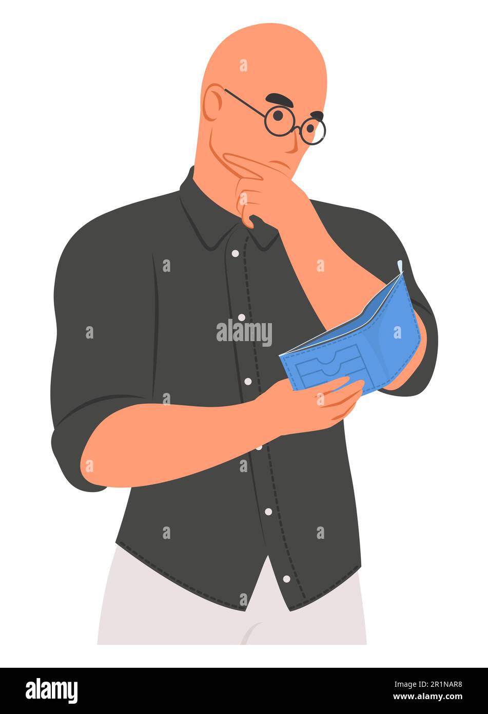Poor Wallet Vector Employee worried money Stock Vector Images - Alamy