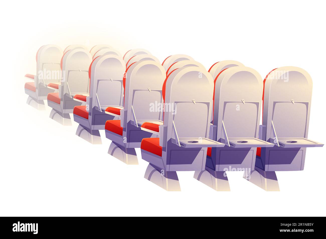 Airplane seats rear view isolated. Economy class plane empty chairs and ...