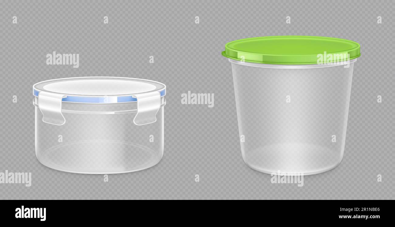 Round plastic food containers with clipping path and latch lock lids