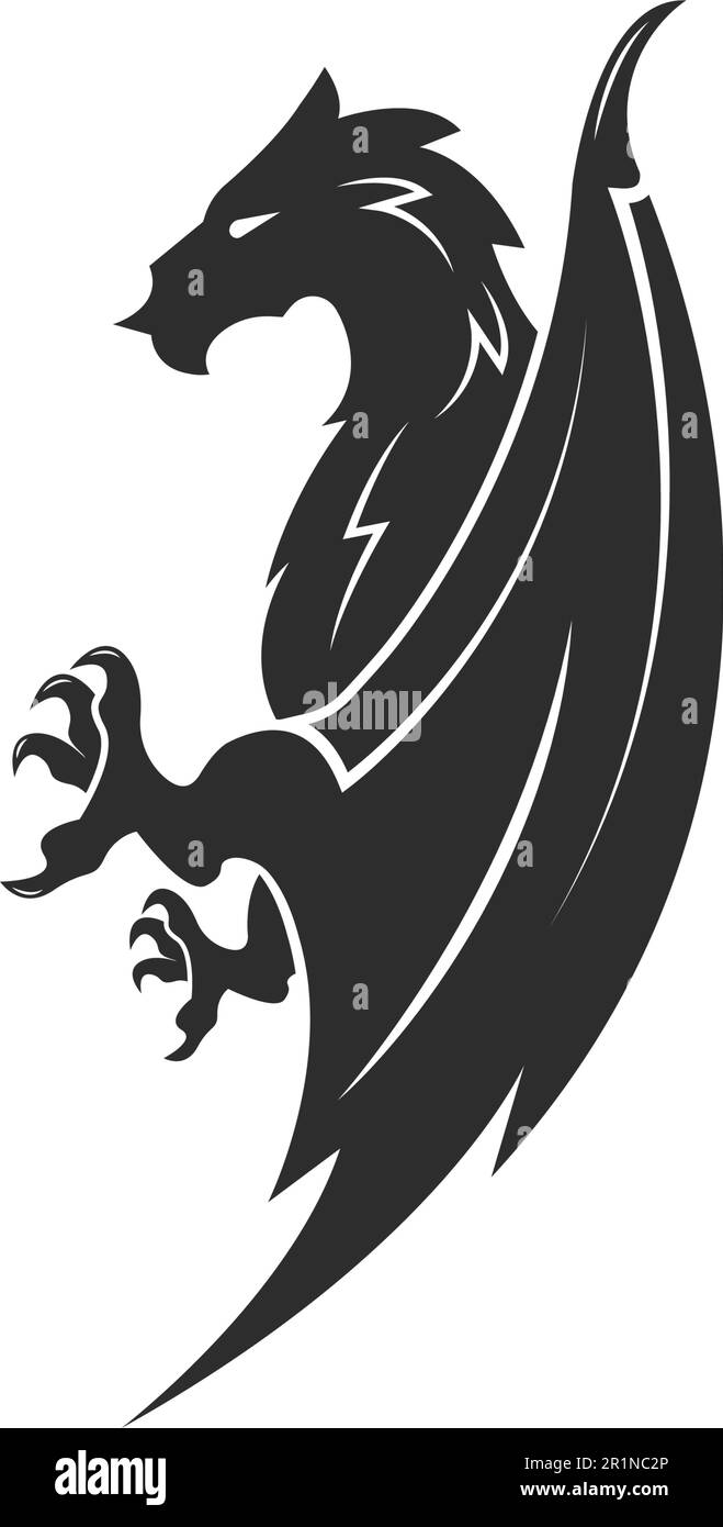 Chinese red dragon vector silhouette Black and White Stock Photos ...