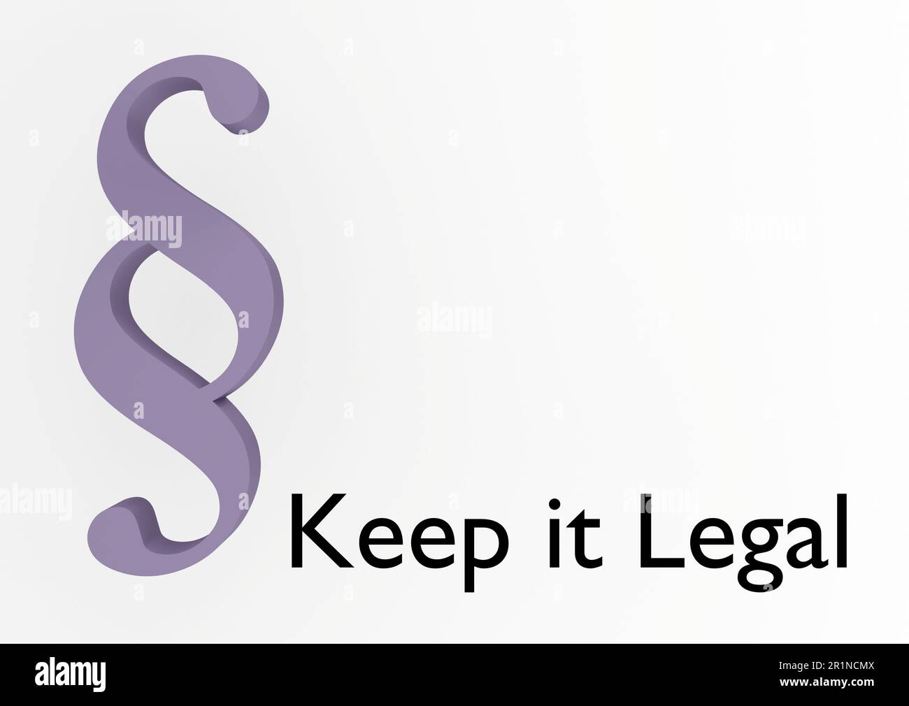 3D illustration of a purple section symbol along with the text Keep it Legal Stock Photo