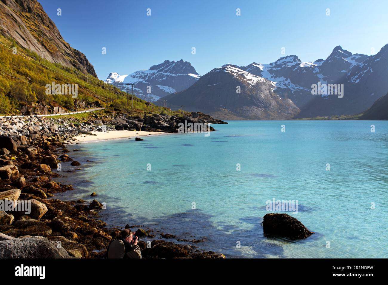 Mountains and fjord in Norway - Lofoten Stock Photo