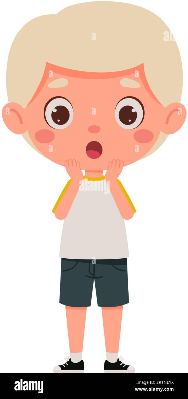 Little Blond Boy Making Scared Face Stock Photo, Picture and
