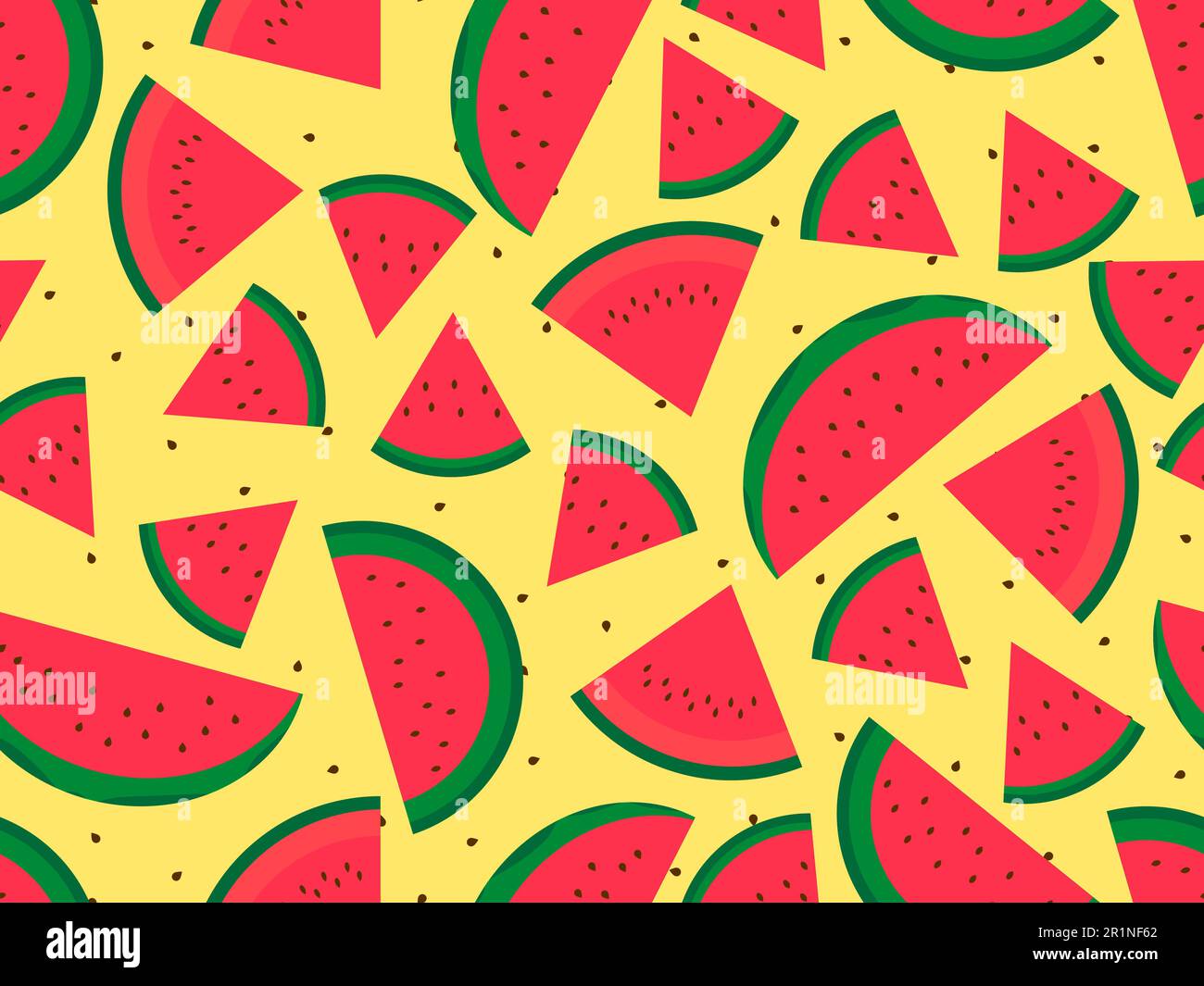 Seamless pattern with watermelon slices on a yellow background ...