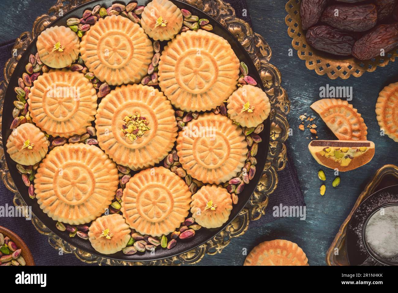 Arabic Cuisine; Middle Eastern traditional dates cookies "Maamoul" or