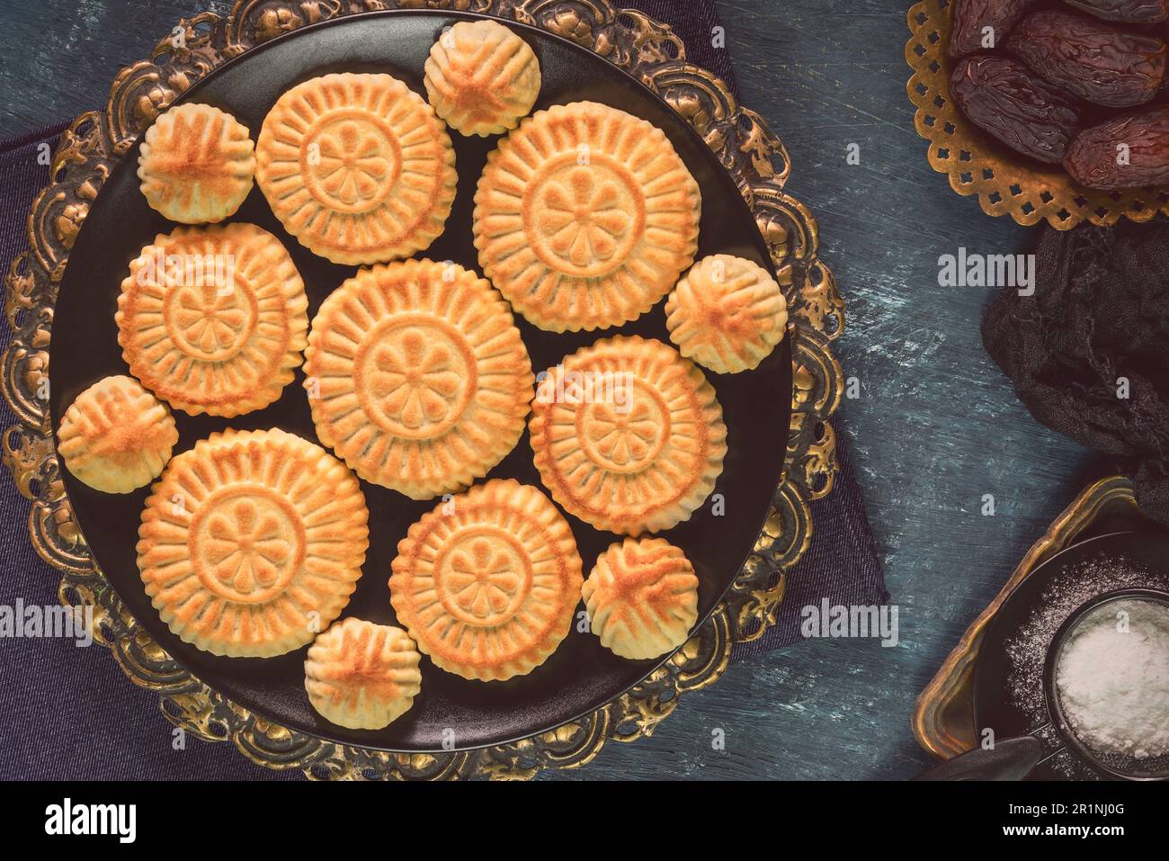 Arabic Cuisine; Middle Eastern traditional dates cookies "Maamoul" or