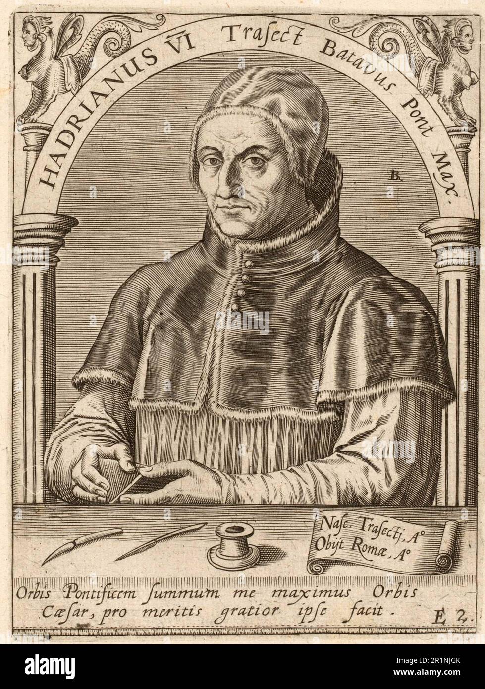 Hadrian VI, Adriaan Floriszoon (Florenszoon) Boeyens, Adriaan Florisz d'Edel, known as Adrian of Utrecht (March 2, 1459 to September 14, 1523), was pope from January 9, 1522 until his death, Historical, digitally restored reproduction from a 19th century original  /  Hadrian VI., Adriaan Floriszoon (Florenszoon) Boeyens, Adriaan Florisz d’Edel, Adrian von Utrecht bekannt (2. März 1459 bis 14. September 1523), war vom 9. Januar 1522 bis zu seinem Tod Papst, Historisch, digital restaurierte Reproduktion von einer Vorlage aus dem 19. Jahrhundert Stock Photo