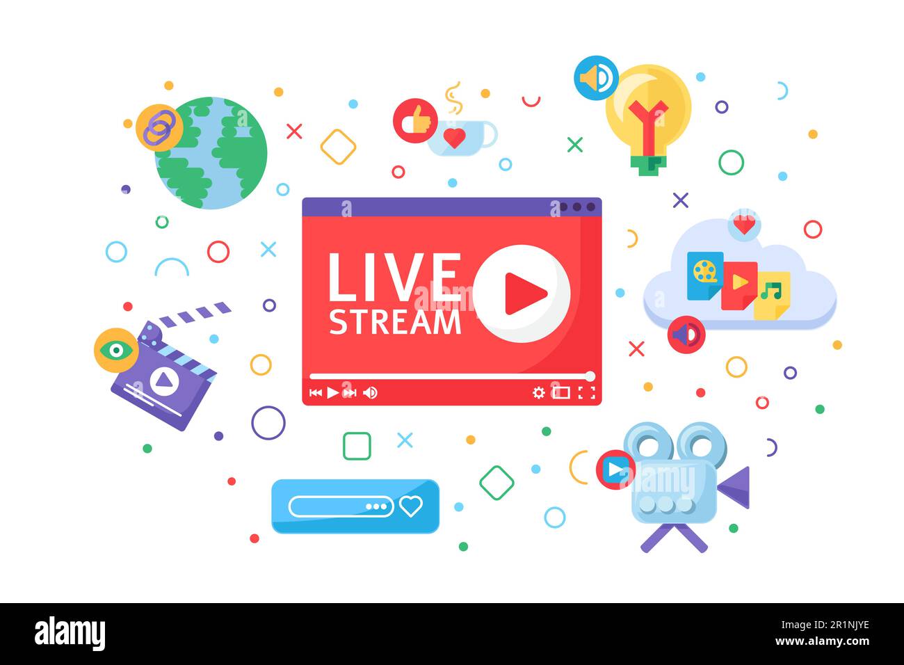 Live stream producing tools concept icon. Social media idea semi flat