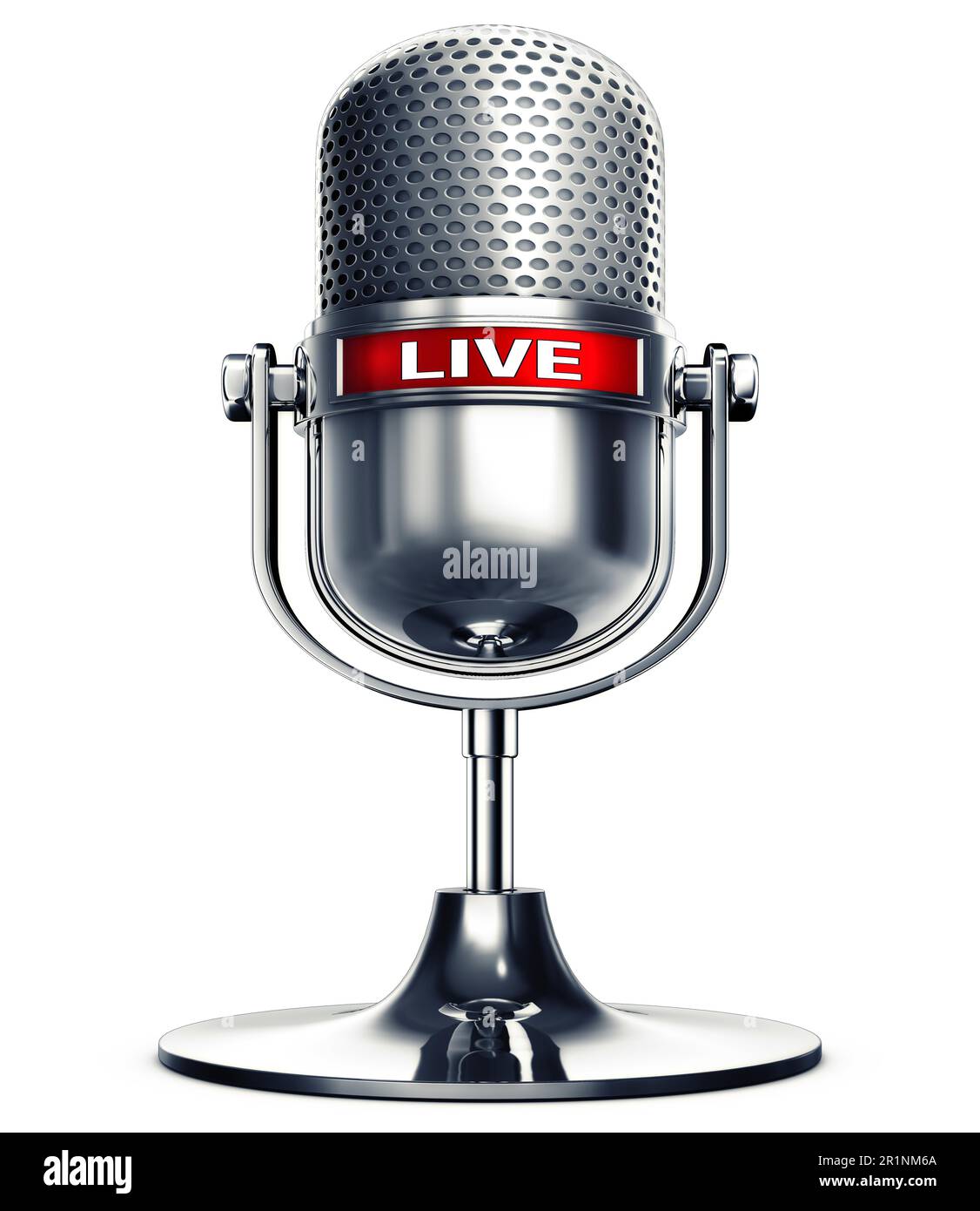 3D rendering of a microphone with a live icon Stock Photo - Alamy