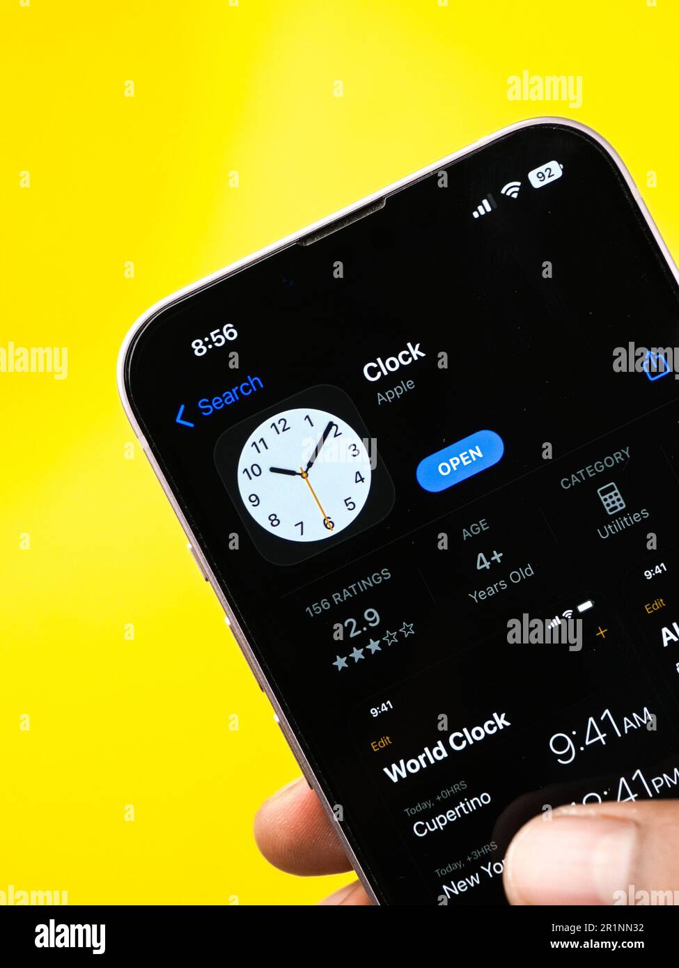 West Bangal, India - February 20, 2023 : Apple Clock app on phone ...