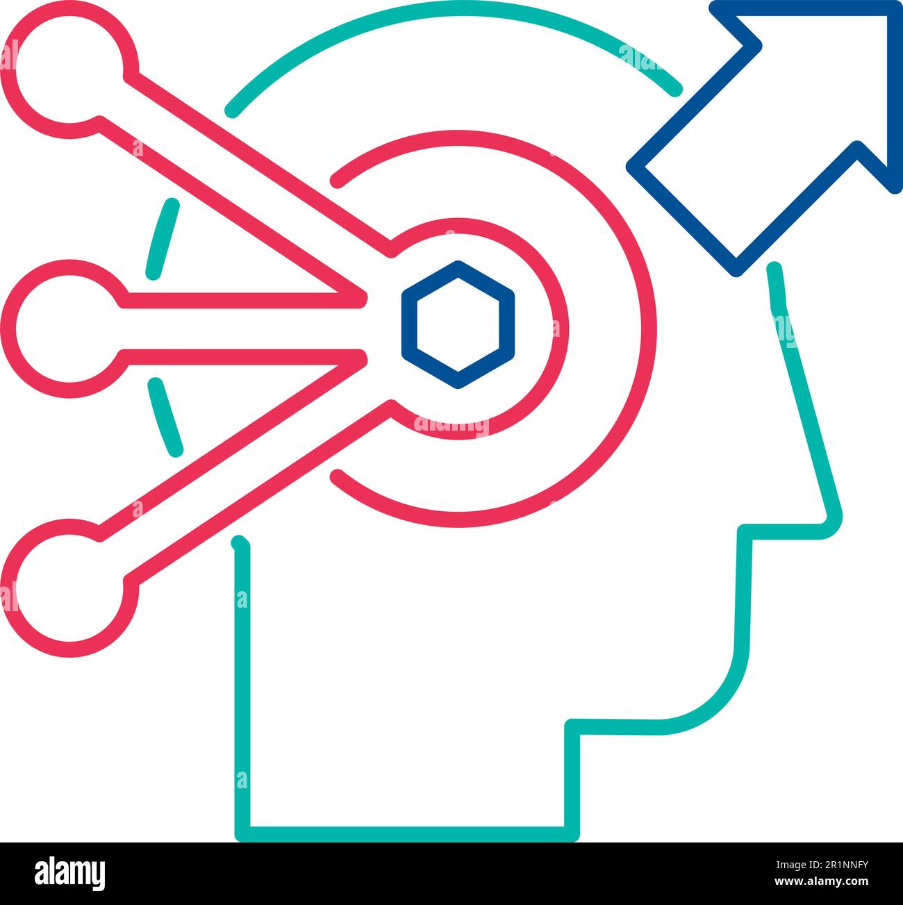 Problem solving and decision making linear vector icon. Data processing thin line pictogram Stock Vector