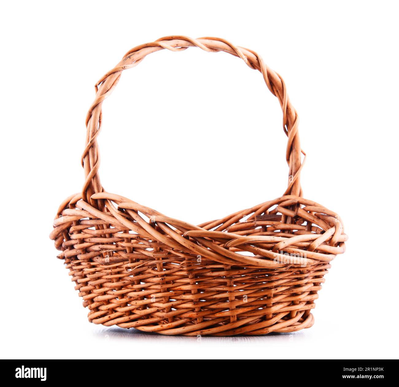Empty wicker basket isolated on white background Stock Photo - Alamy