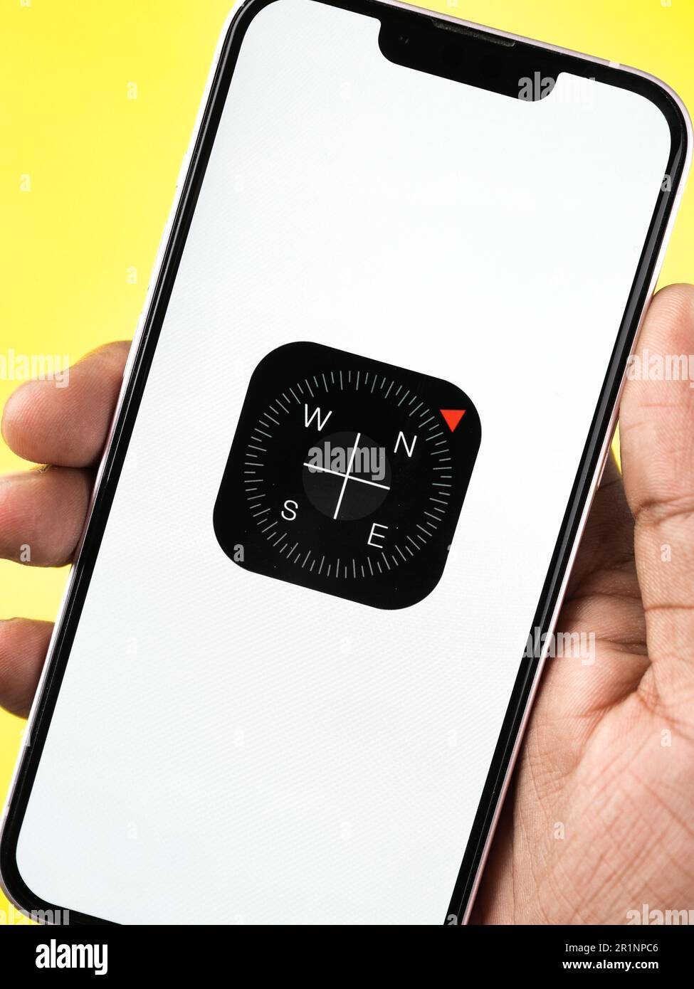 West Bangal, India - February 20, 2023 : Apple Compass app on phone ...