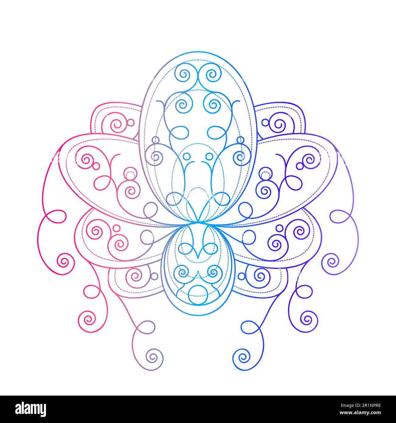 Lotus flower with geometric pattern vector linear illustration ...