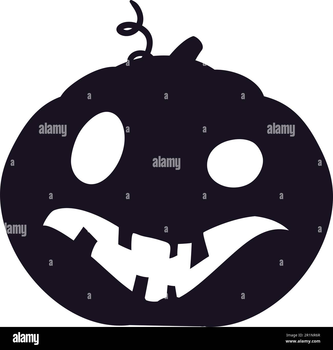 Halloween pumpkin silhouette black with scary face isolated on white ...