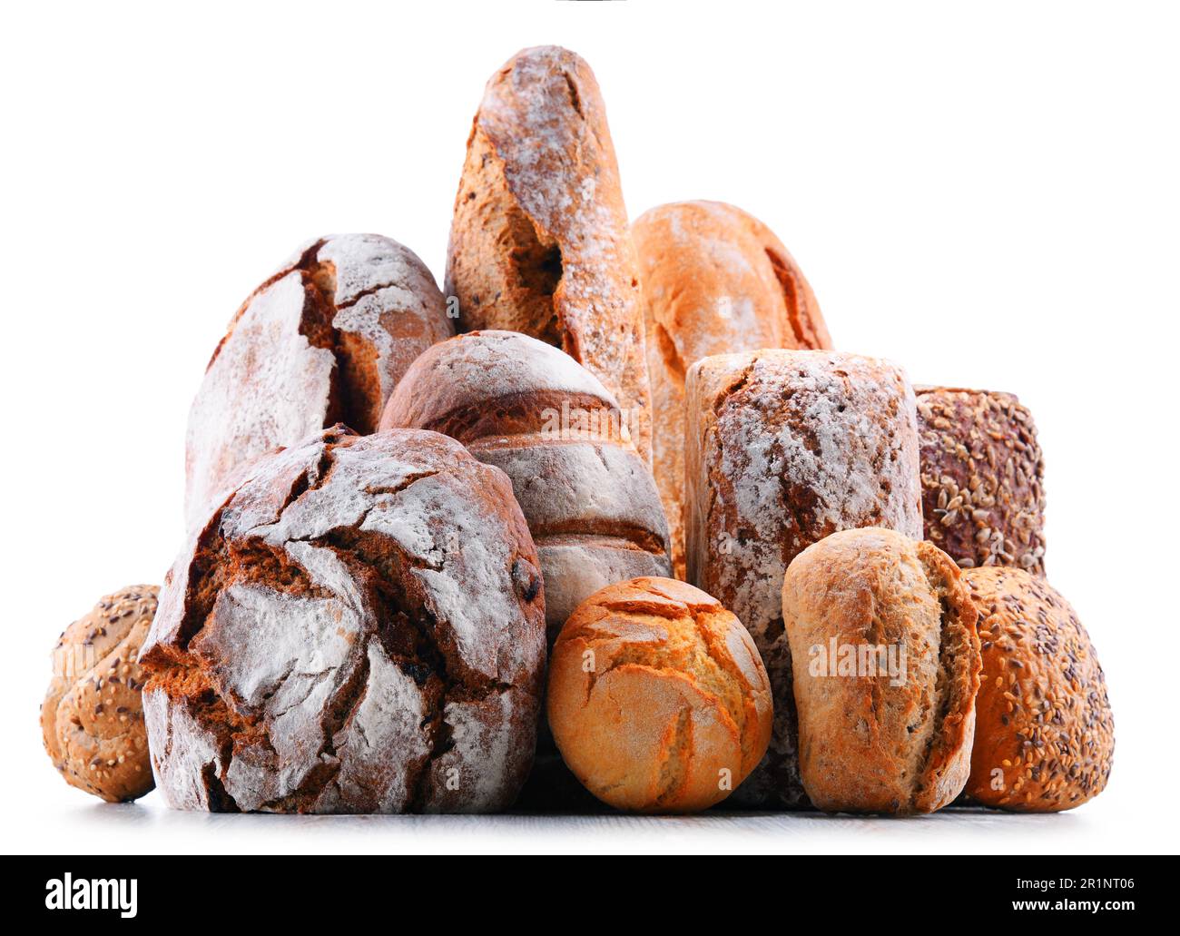 Composition with assorted bakery products isolated on white Stock Photo
