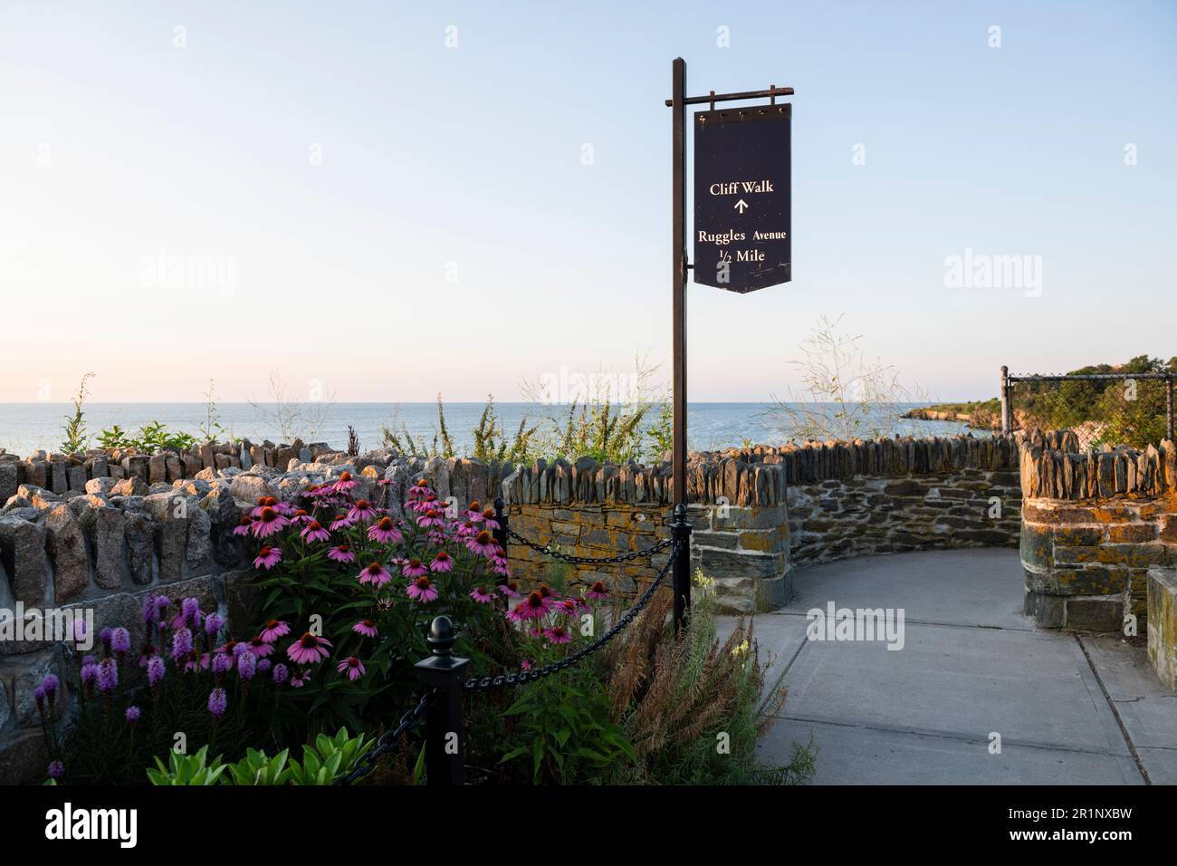 Newport Cliff Walk at sunrise in summer Stock Photo