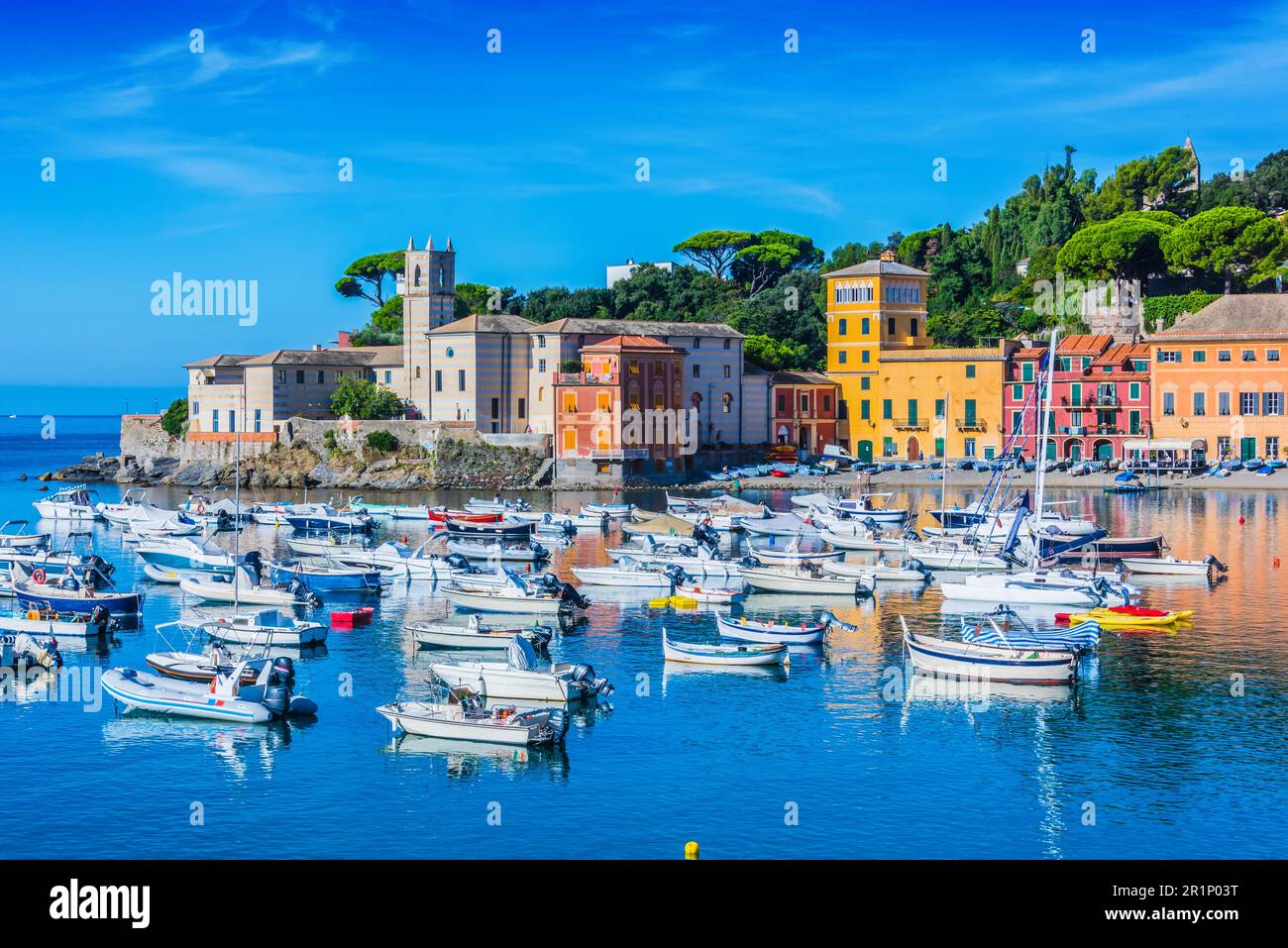 View of the Bay of Silence in Sestri Levante, Liguria, Italy Stock Photo