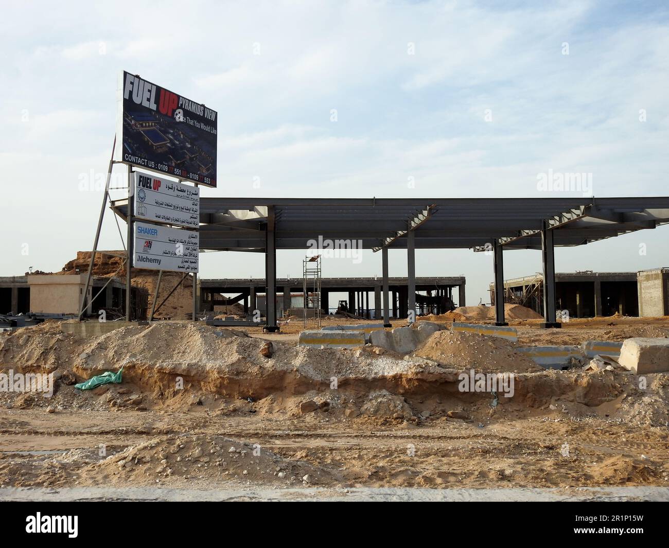 Giza, Egypt, May 4 2023 Fuel up gas and oil station under construction