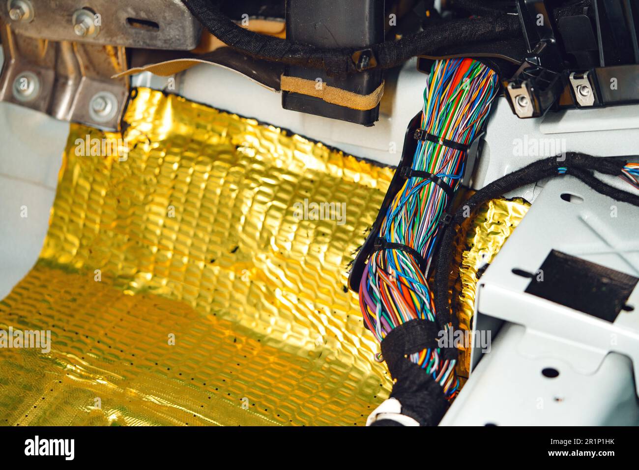 Process of installation car soundproofing material in car service Stock Photo Alamy