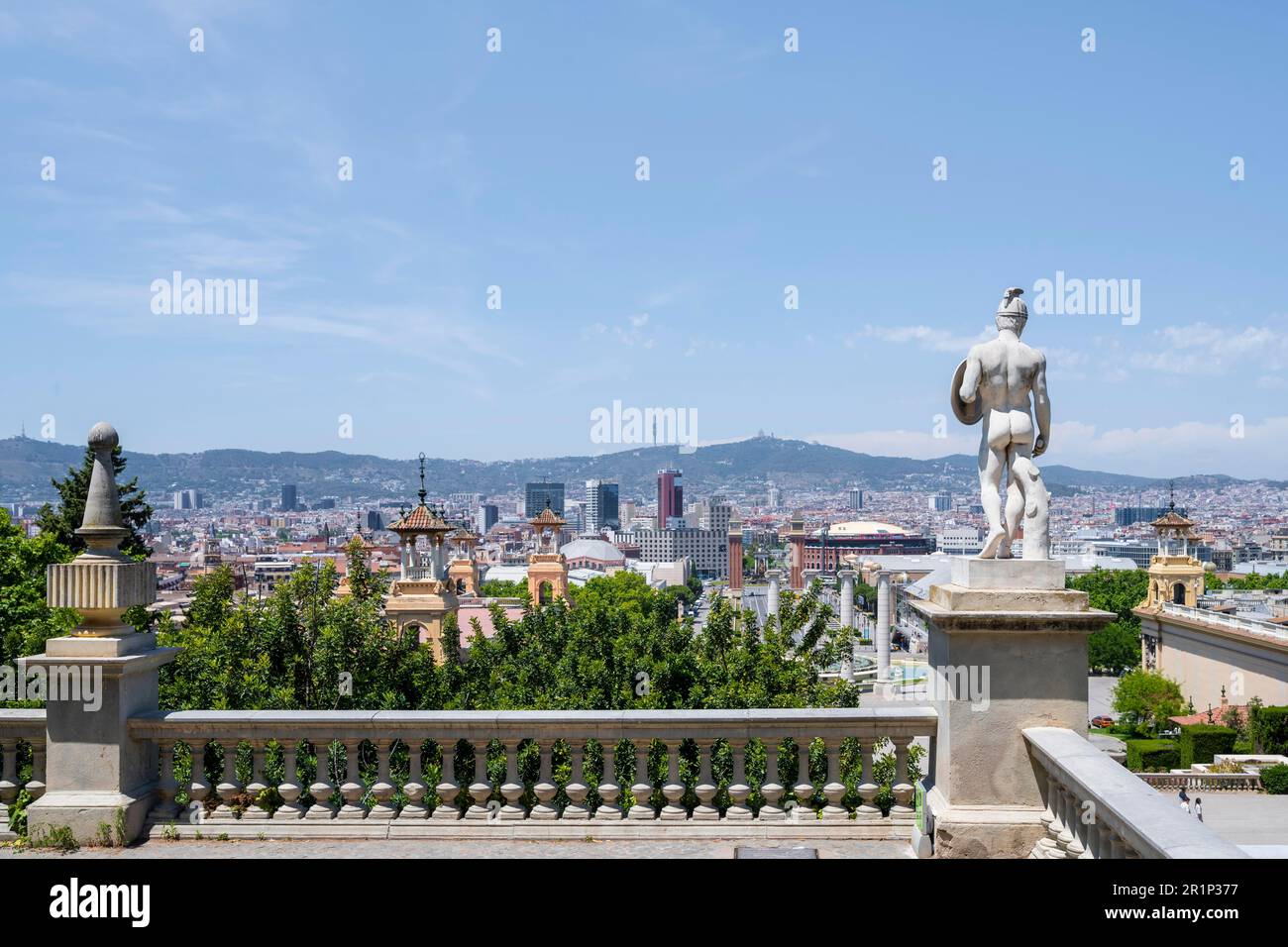 View over the city from Montjuic, Barcelona, Catalonia, Spain Stock Photo