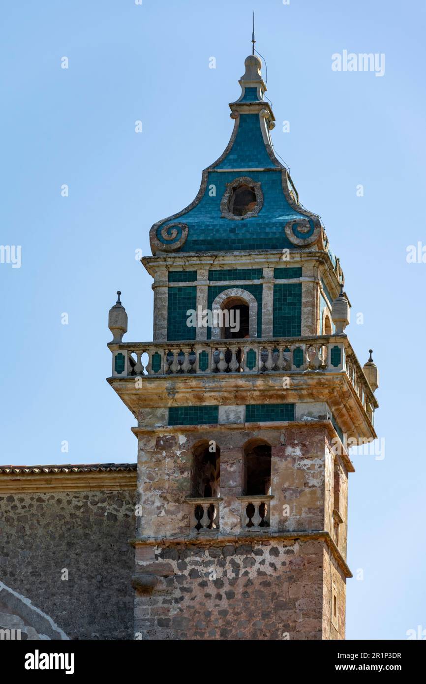 Church tower, Church Esglesia de Sant Bartomeu, Majorca, Balearic Islands, Spain Stock Photo