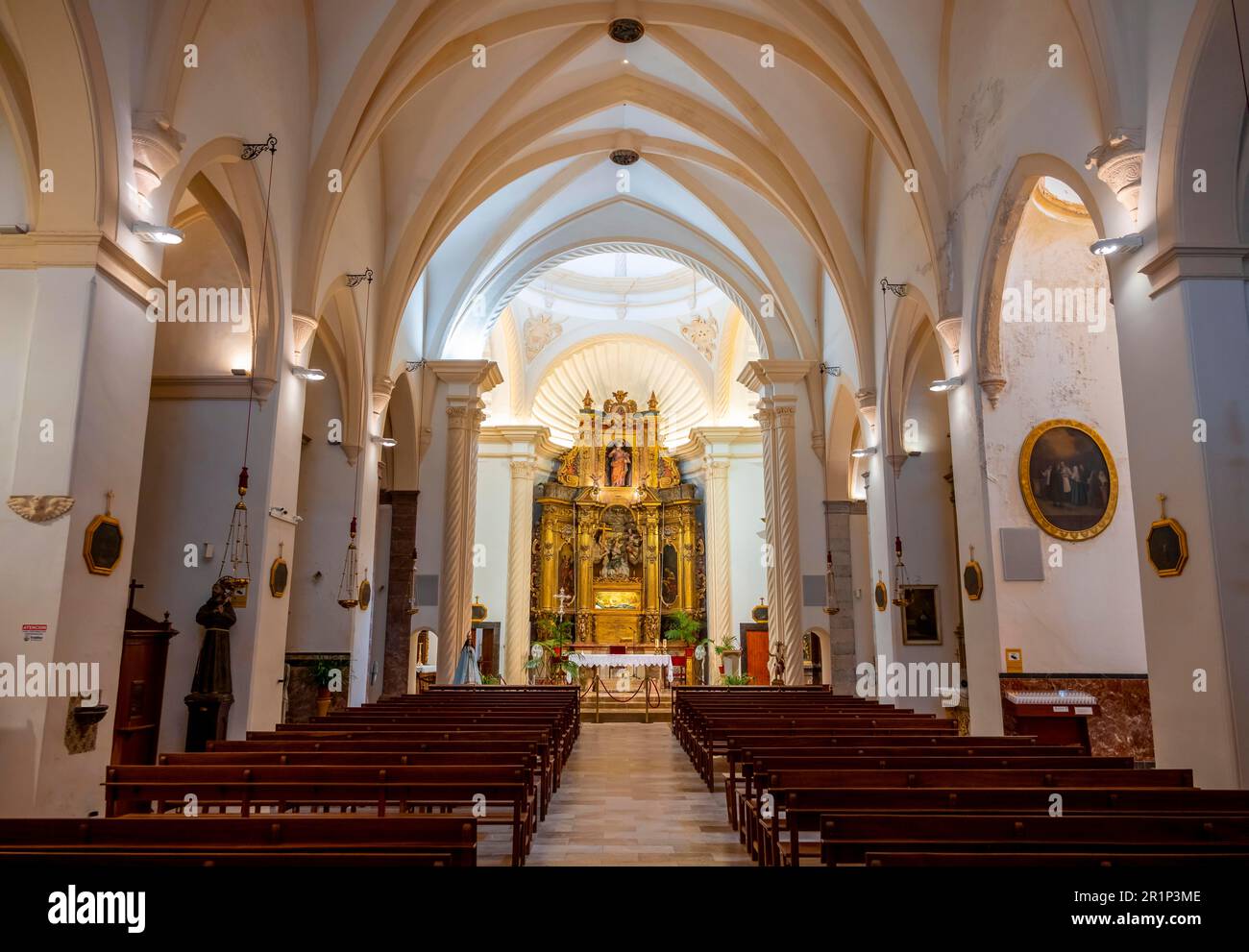 Interior of the church Esglesia de Sant Bartomeu, Valldemossa, Majorca, Balearic Islands, Spain Stock Photo
