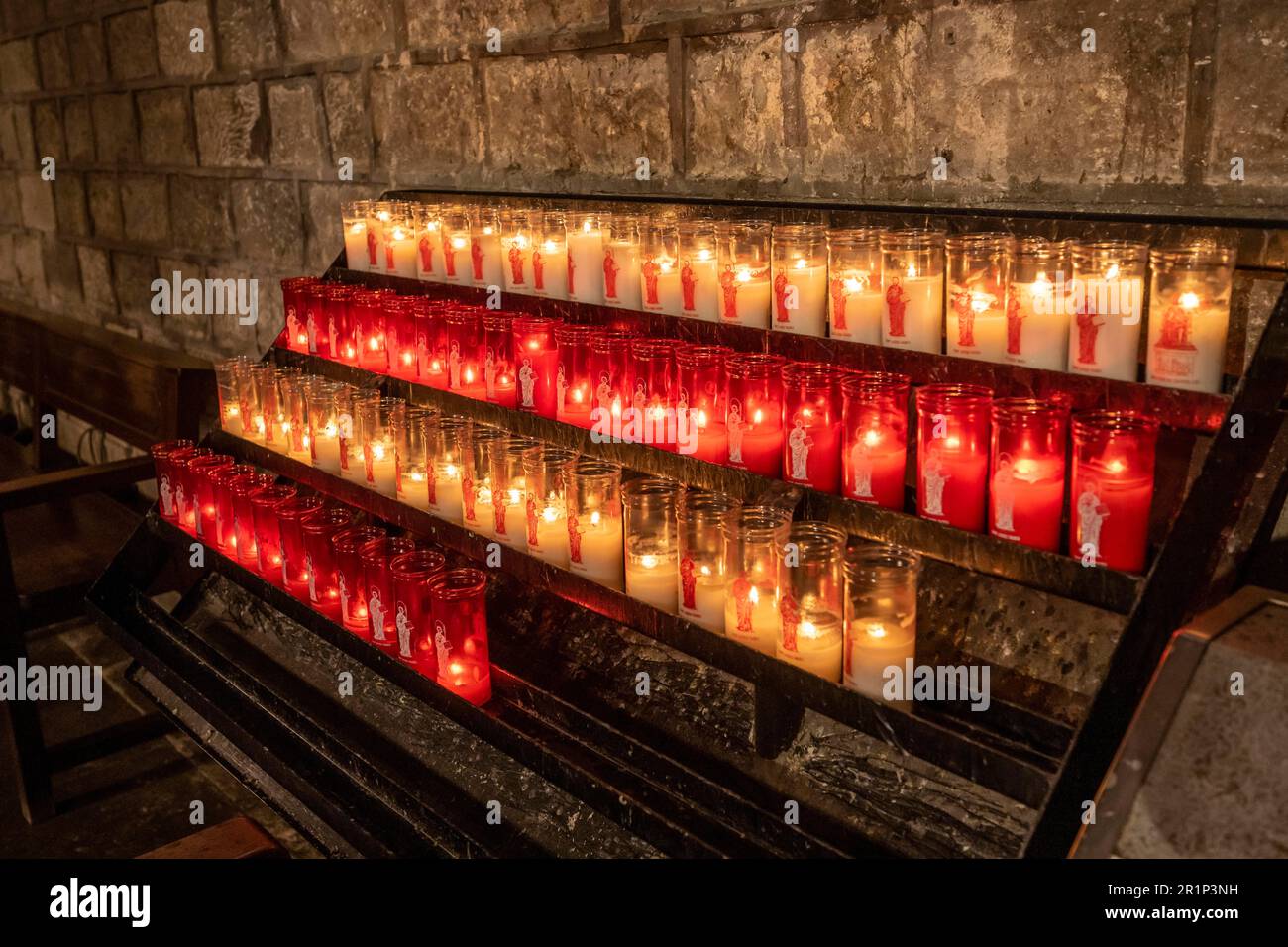 Spanish Ritual Candles Sacrificial candle, candles in a church, Barcelona, Catalonia, Spain ...