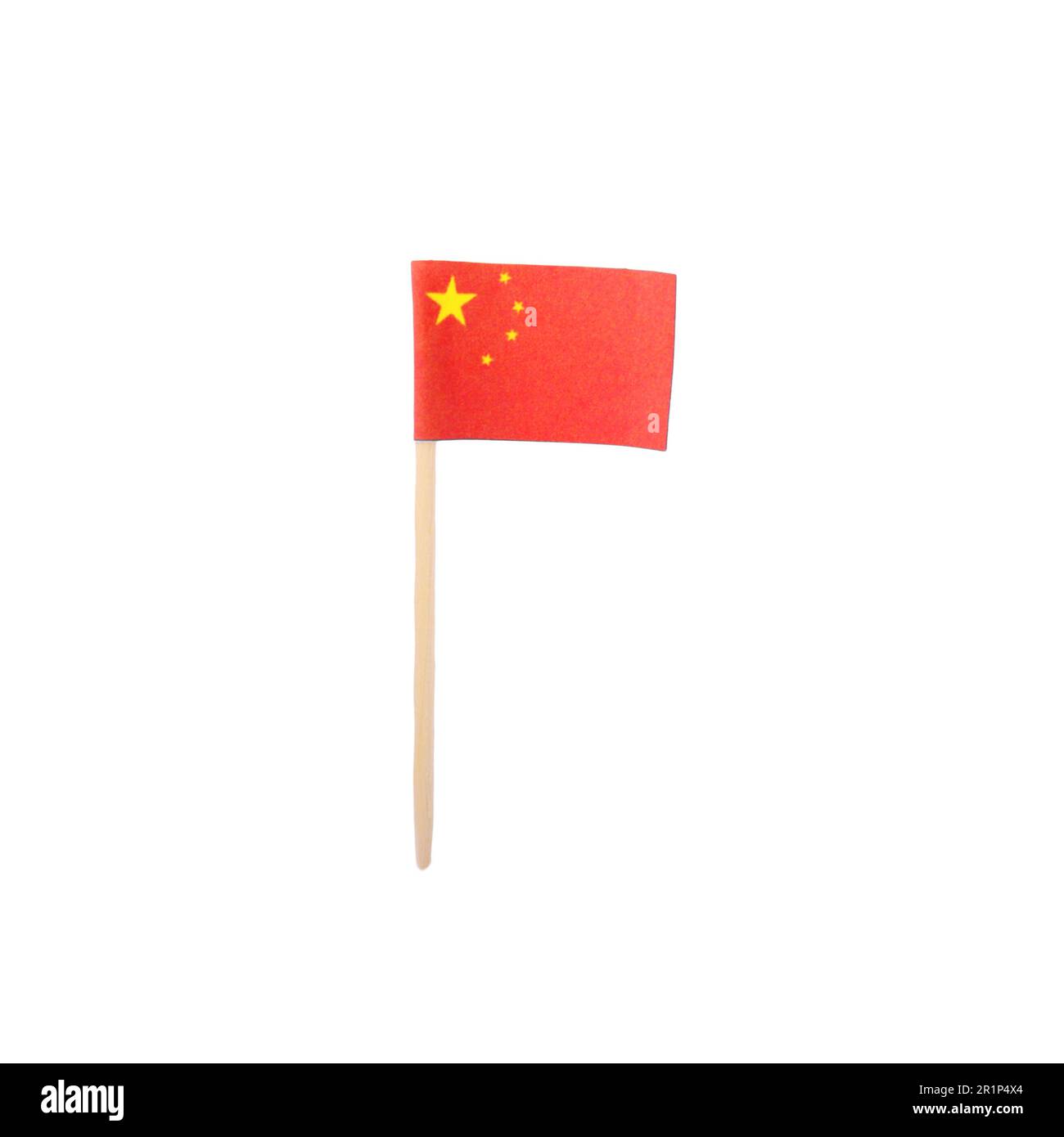 Small paper flag of China isolated on white Stock Photo