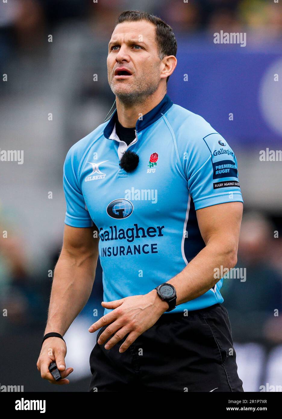 Referee Karl Dickson during the Gallagher Premiership play-off semi-final match at the StoneX Stadium, London