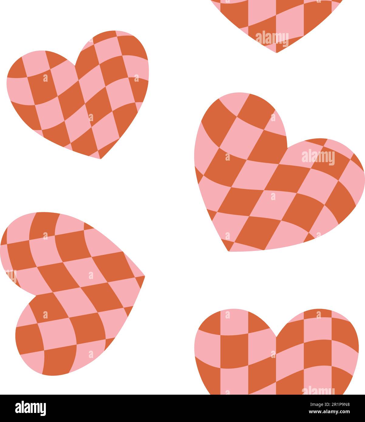 Vector seamless pattern of checker texture heart Stock Vector