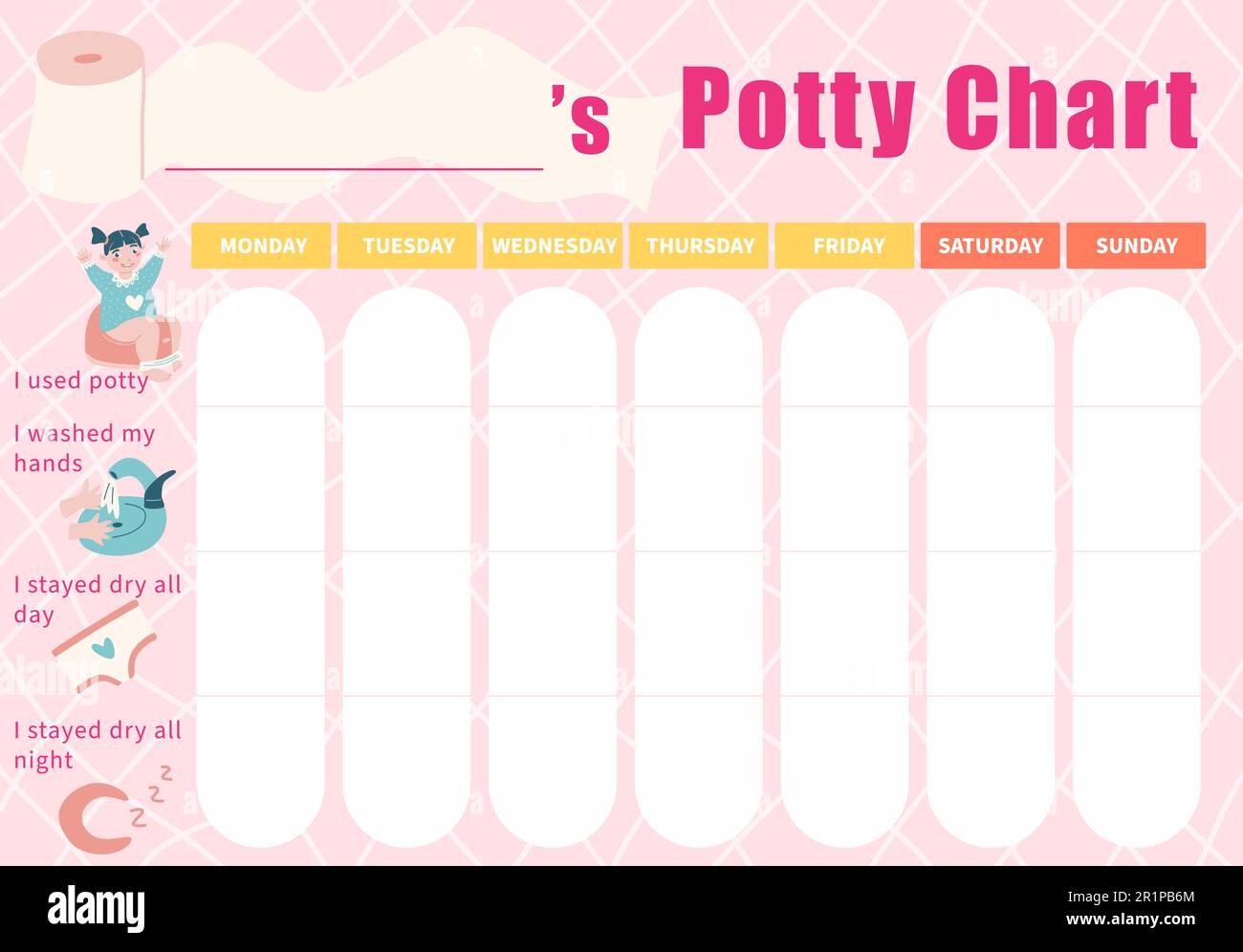 Potty training chart for girls. Girly toilet training chart Stock Vector Image & Art - Alamy