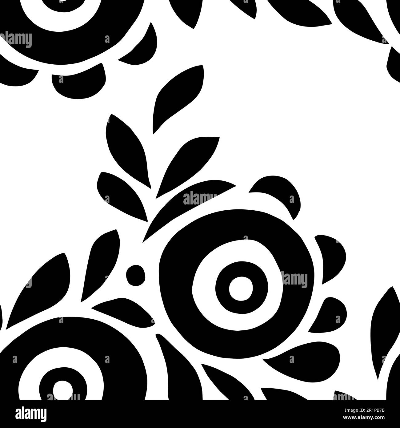 Vector Flowers, Black and White Floral Seamless Pattern Stock Vector ...