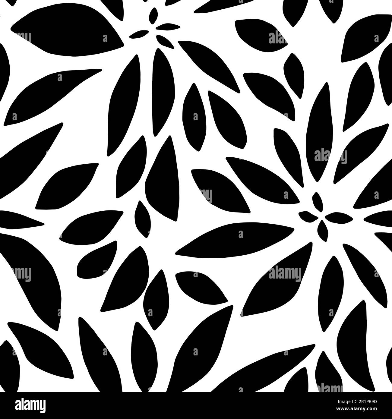Vector Flowers, Black and White Floral Seamless Pattern Stock Vector ...