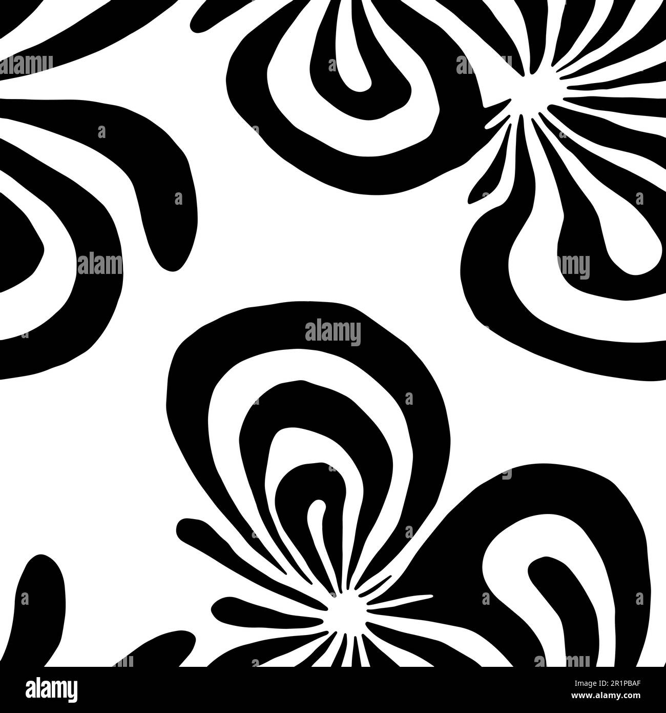 Vector Flowers, Black and White Floral Seamless Pattern Stock Vector ...