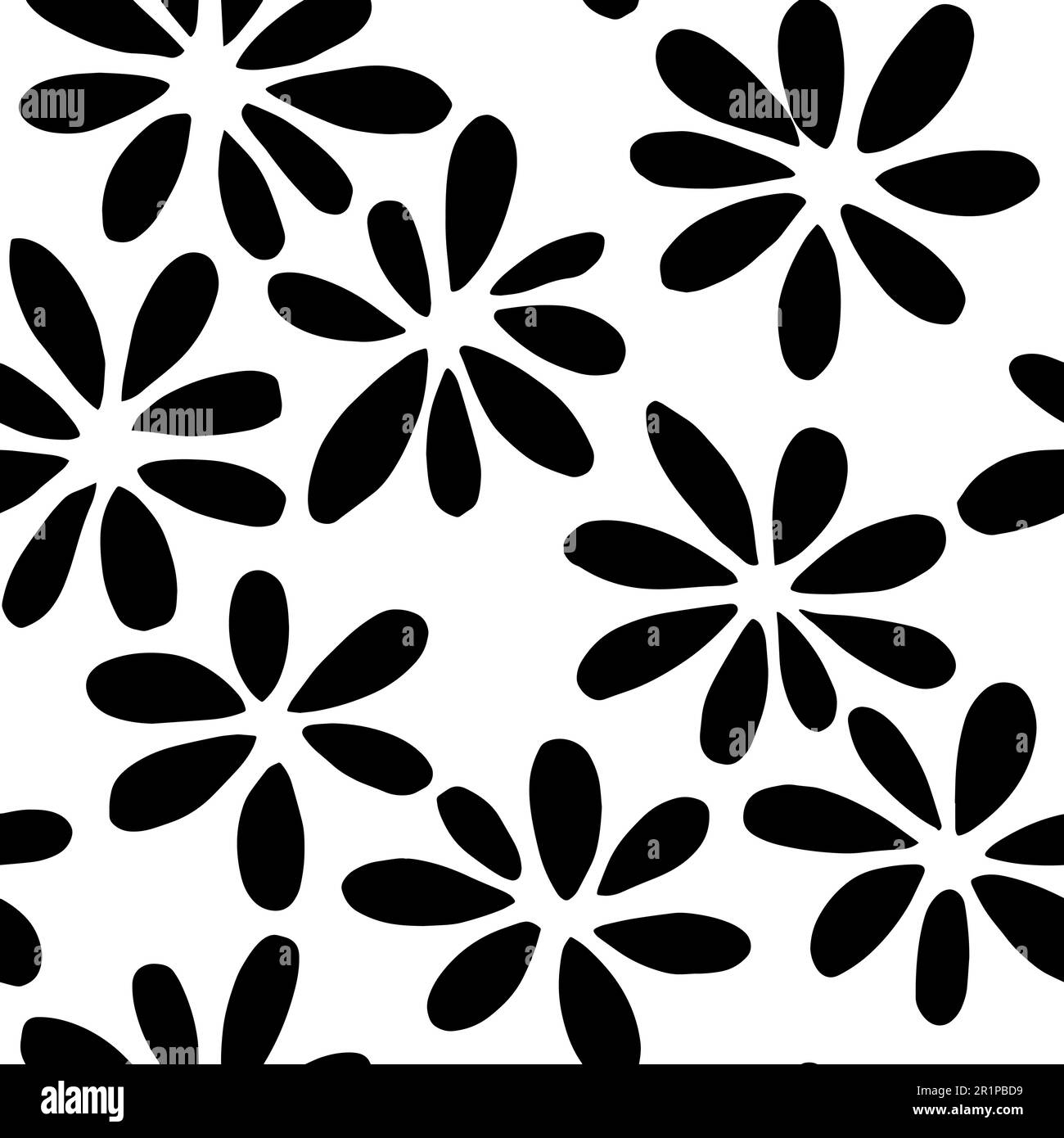 Vector Flowers, Black and White Floral Seamless Pattern Stock Vector ...