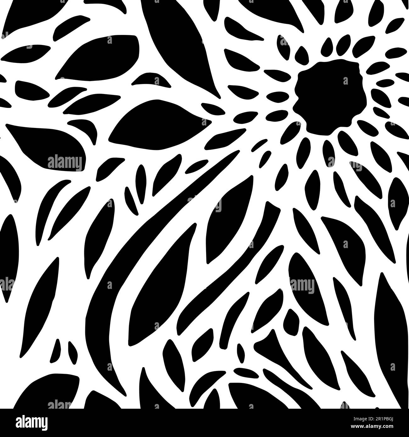 Vector Flowers, Black and White Floral Seamless Pattern Stock Vector ...