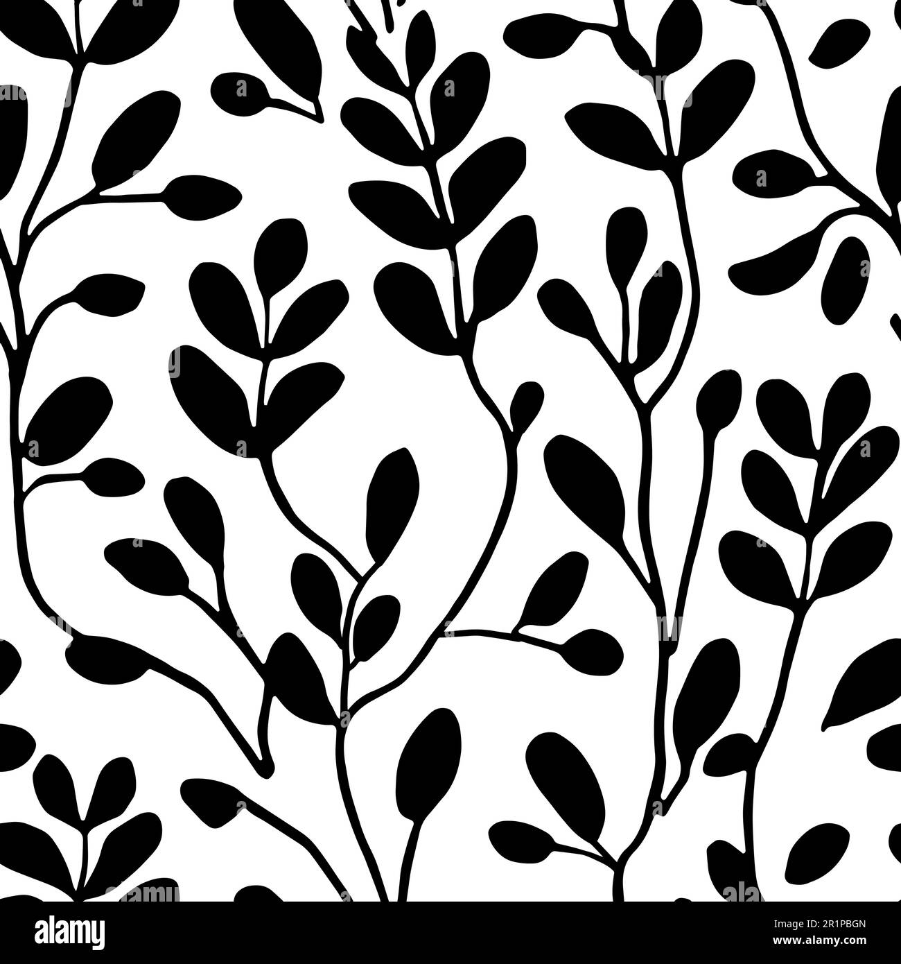 Vector Flowers, Black and White Floral Seamless Pattern Stock Vector ...