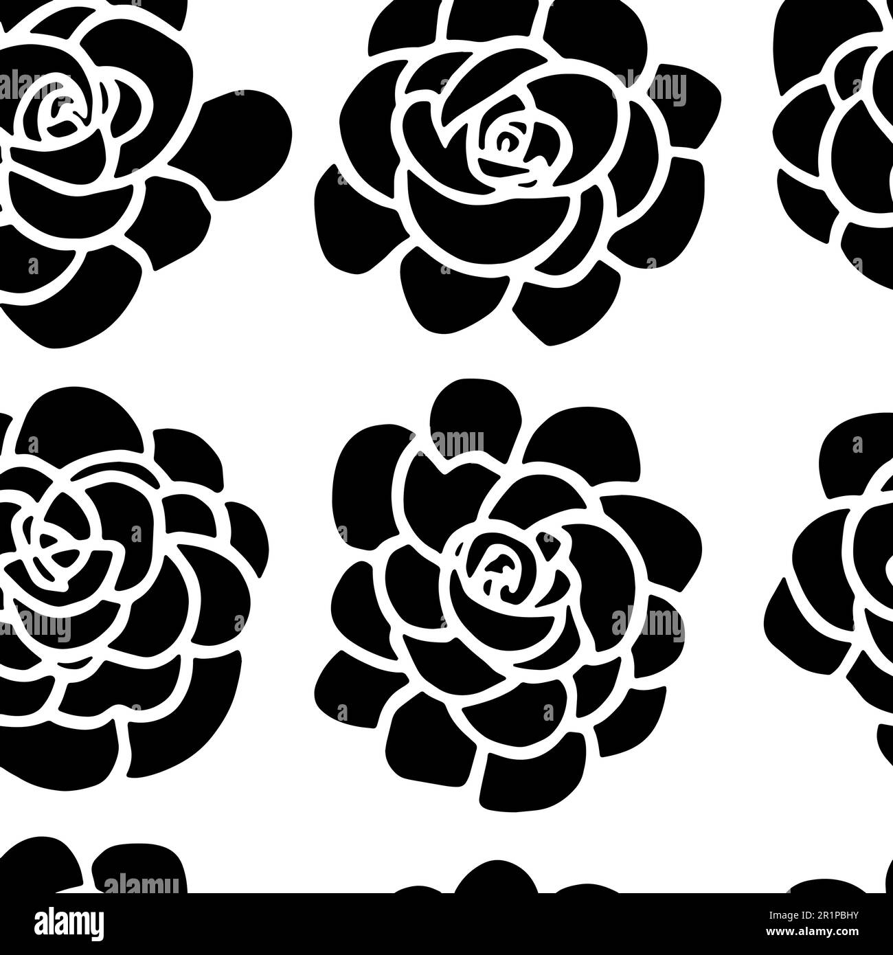 Vector Flowers, Black and White Floral Seamless Pattern Stock Vector ...