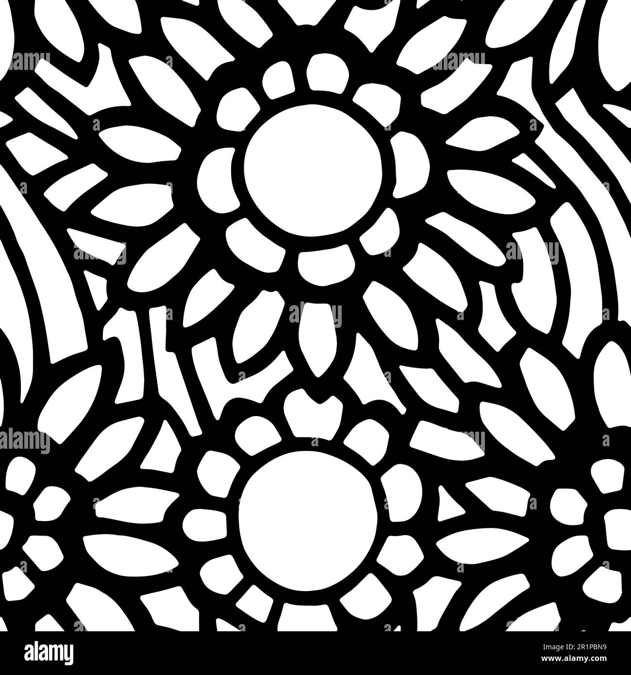 Vector Flowers, Black and White Floral Seamless Pattern Stock Vector ...