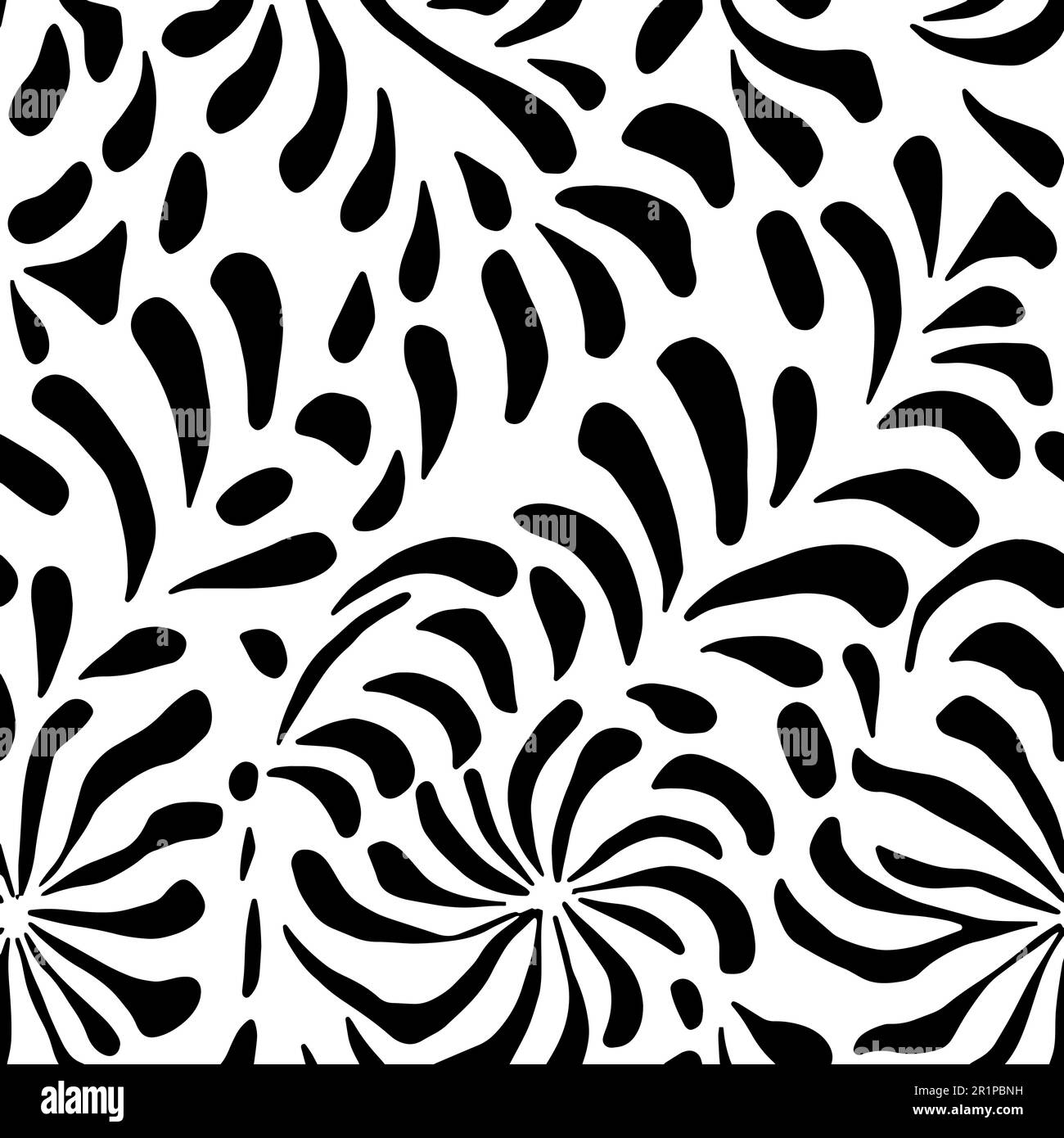 Vector Flowers, Black and White Floral Seamless Pattern Stock Vector ...